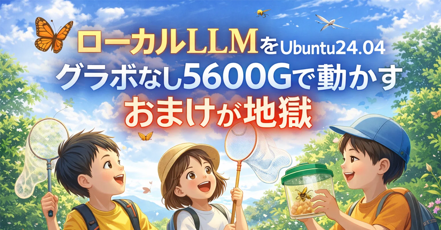 ローカルLLMをUbuntu24.04 グラボなし5600Gで動かす おまけが地獄