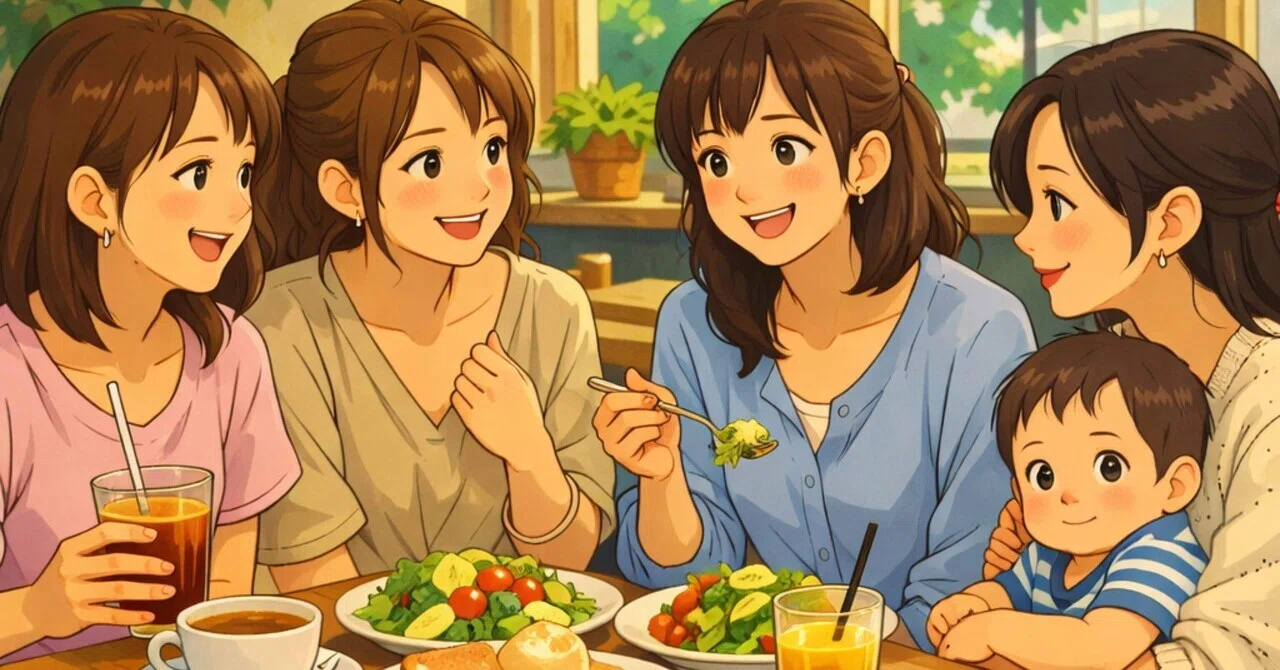 Empathy Lunch! Binge eating with mom friends, no guilt!｜non