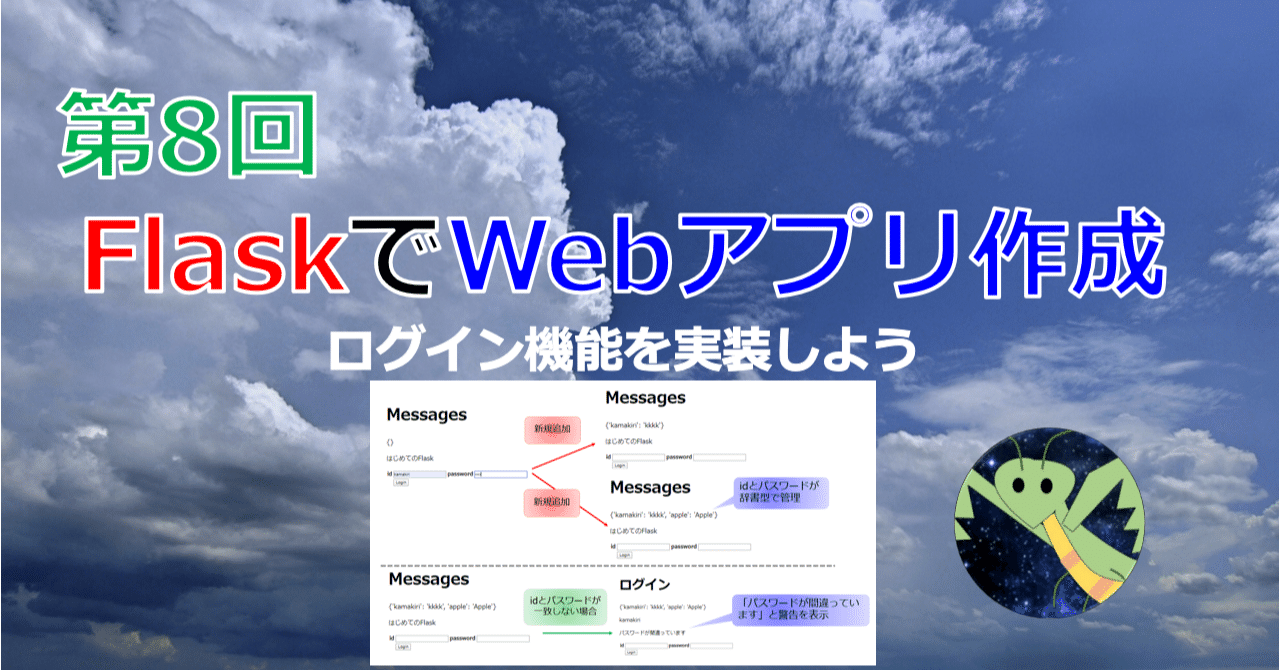 第8回 Flaskでwebアプリ作成練習 ログイン機能 だけ を実装しよう 物理 プログラミング Python Web制作 自己啓発 Note