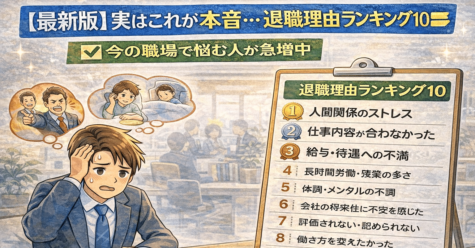 最新版】実はこれが本音…退職理由ランキングTOP10｜今の職場で悩む人が急増中｜セルフ退職サポーター
