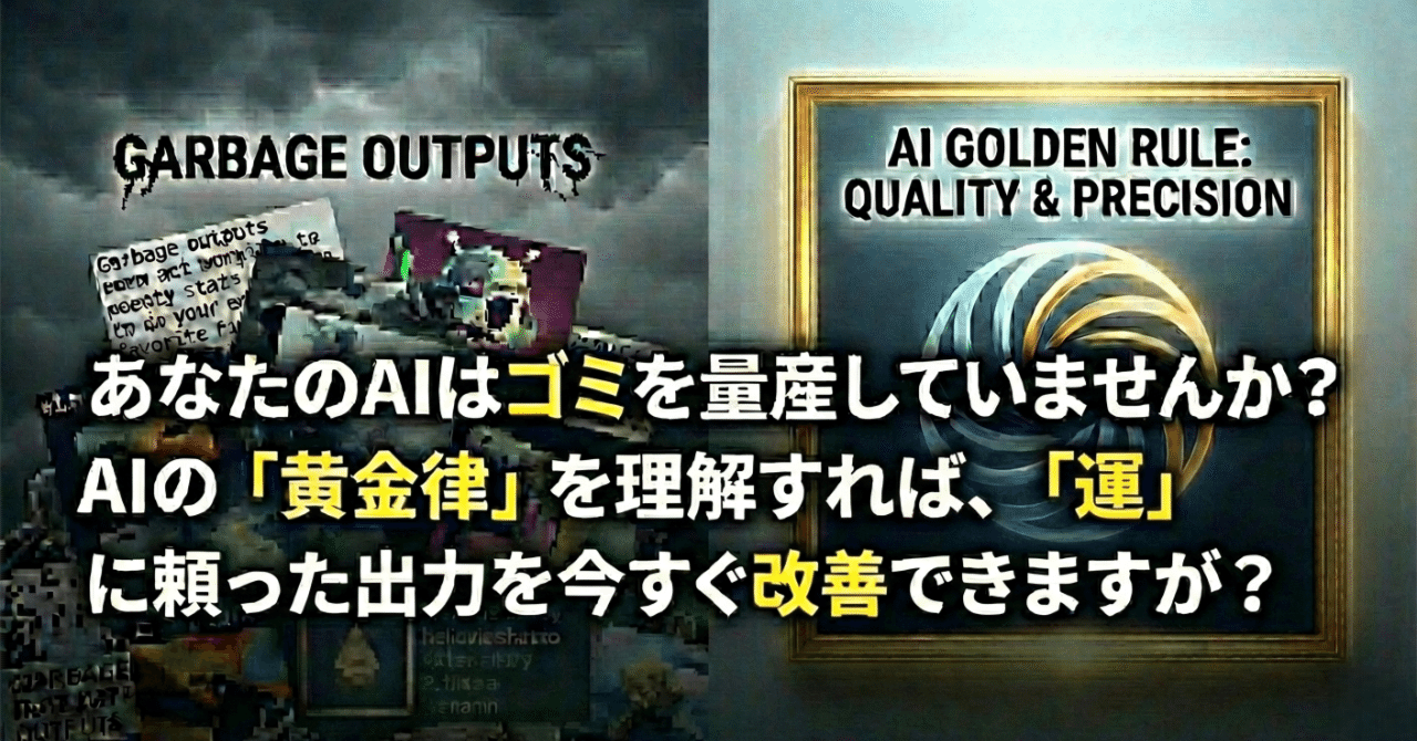 あなたのAIはゴミを量産していませんか？AIの「黄金律」を理解すれば、「運」に頼った出力を今すぐ改善できますが？｜山邊英伽寿＠金狼2025
