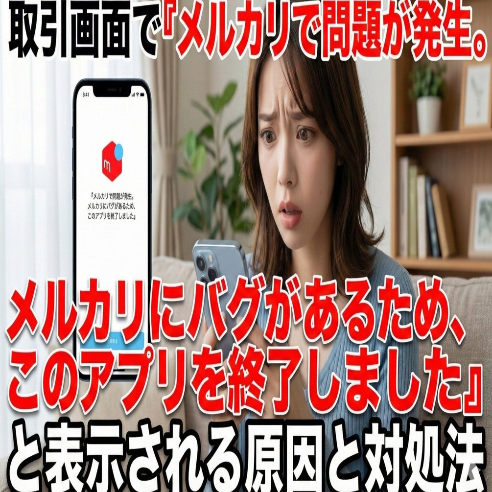 メルカリの取引画面を開くと「メルカリで問題が発生。メルカリにバグが