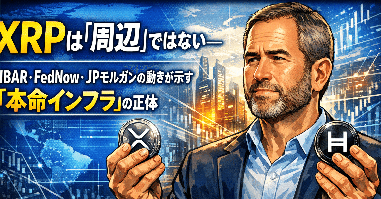 XRPは「周辺」ではない──HBAR・FedNow・JPモルガンの動きが示す“本命インフラ”の正体｜光本貴一｜XRP / Ripple