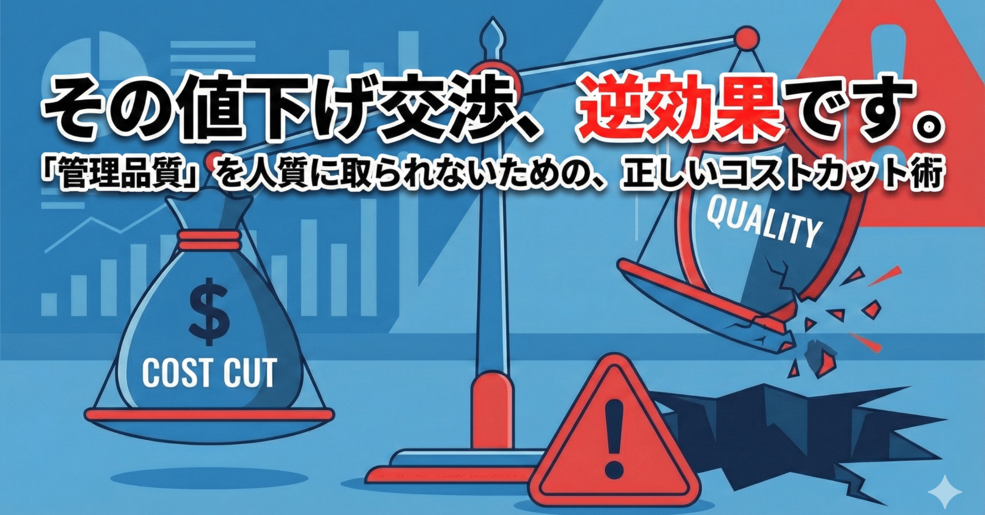 その値下げ交渉、逆効果です。「管理品質」を人質に取られないための