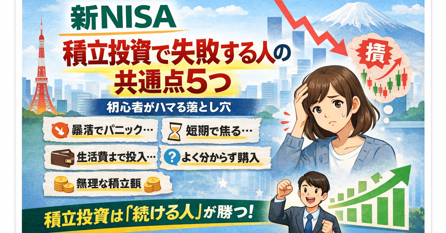 新NISA】積立投資で失敗する人の共通点5つ｜初心者ほどハマる落とし穴｜資産形成アドバイザーあつしくん