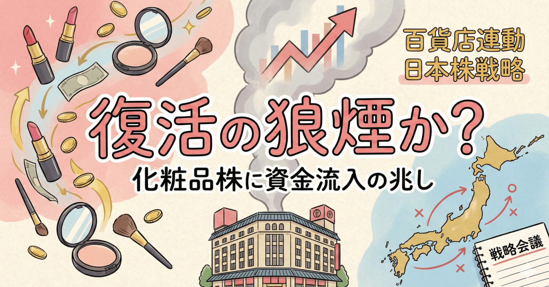 復活の狼煙か？「化粧品株」に資金流入の兆し。百貨店株との連動から読み解く今週の日本株戦略｜日本個別株デューデリジェンスセンター