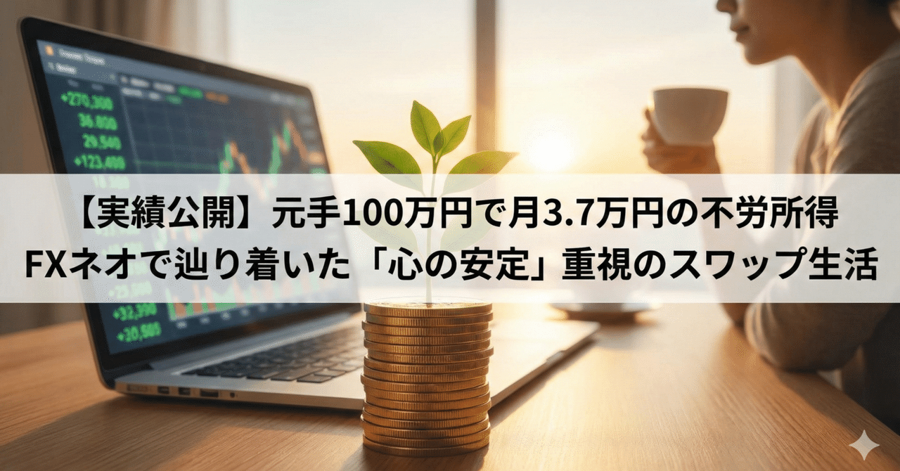 実績公開】元手100万円で月3.7万円の不労所得。FXネオで辿り着いた「心の安定」重視のスワップ生活｜にゃーた