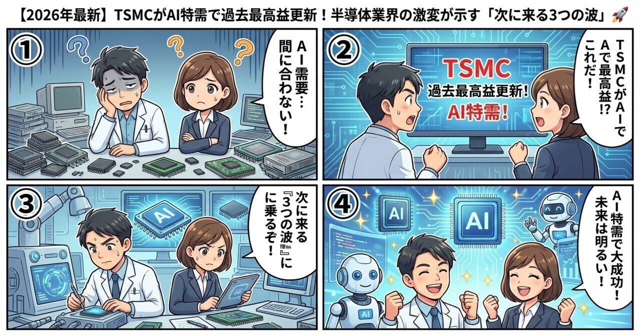 2026年最新】TSMCがAI特需で過去最高益更新！半導体業界の激変が示す