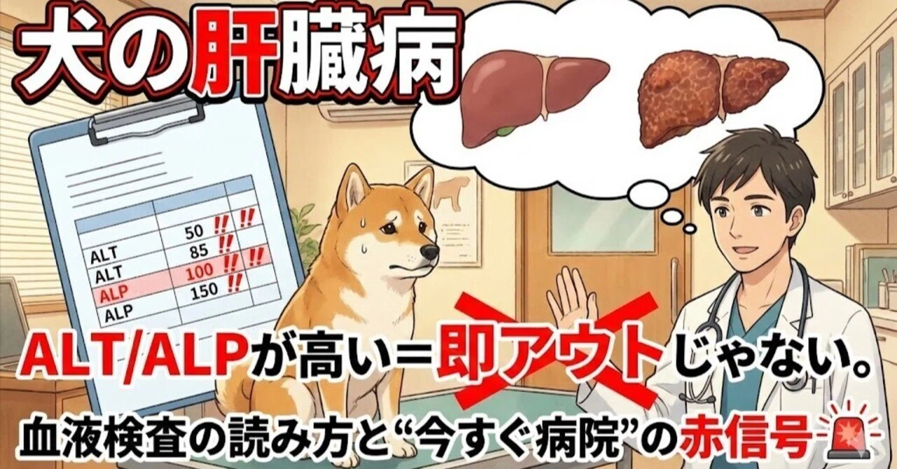 『犬の肝臓病🫀🐶「ALT/ALPが高い＝即重症？」の誤解をほどいて、次にやるべきことを整理する』｜わんこ健康ラボ