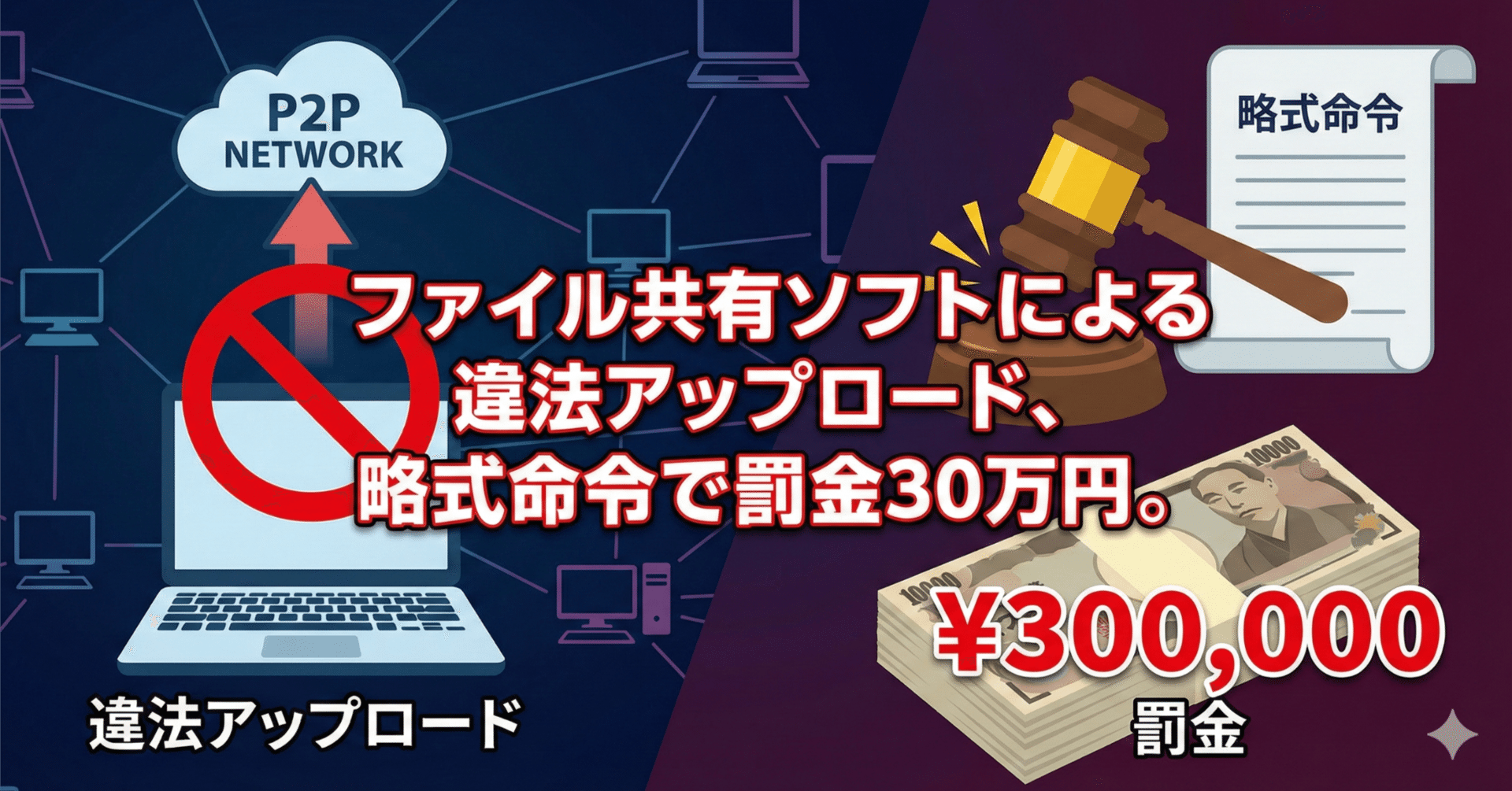 ファイル共有ソフトによる違法アップロードに、略式命令で罰金30万円｜ITJ法律事務所