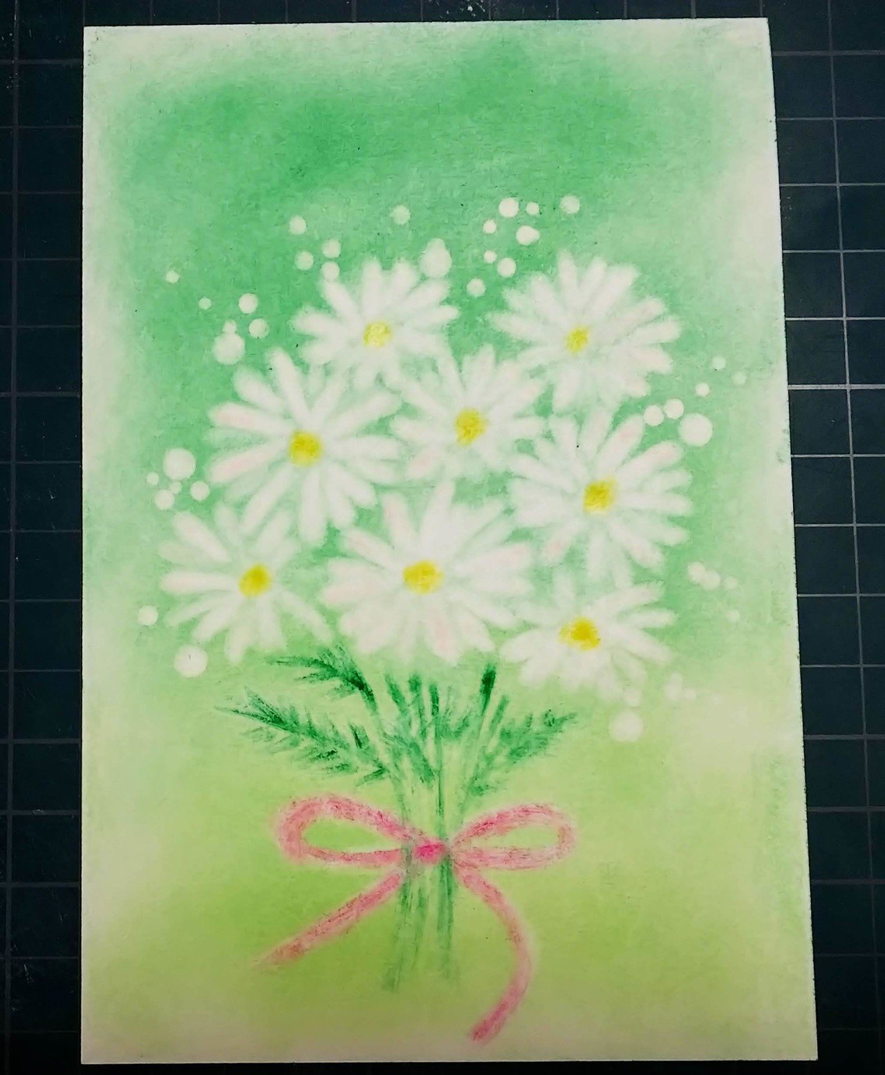 動画付きテキスト】パステルで「マーガレットの花束」を描いてみよう