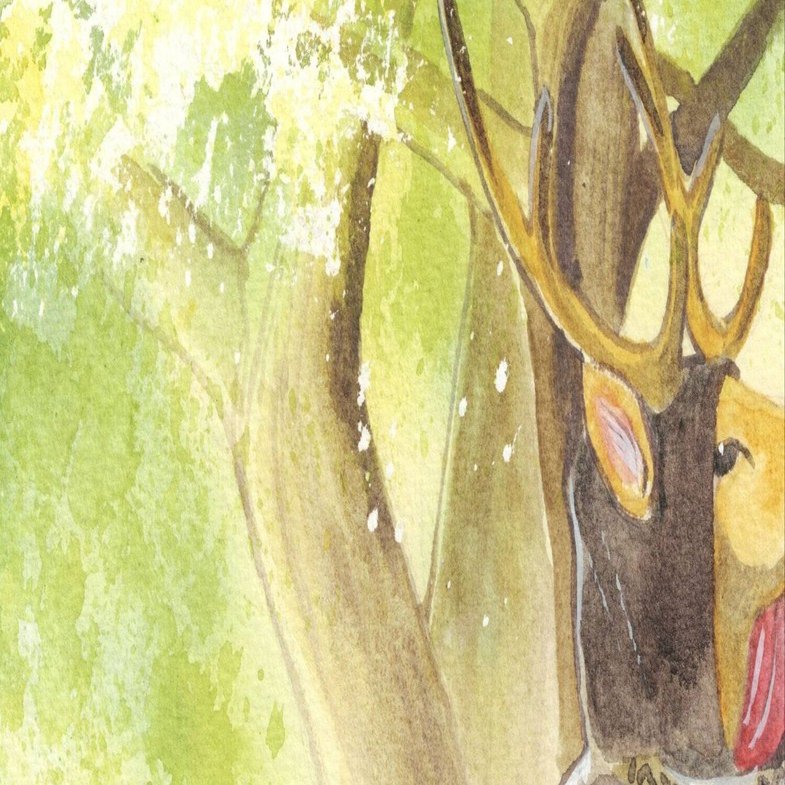 水彩画 鹿の魔導士とヒキガエルの魔女｜ちろ