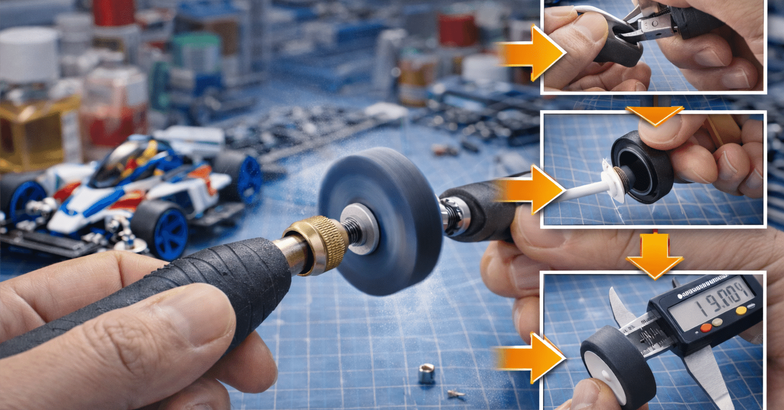 ミニ四駆のリューターでペラタイヤを作る完全版！おすすめ道具・素材別