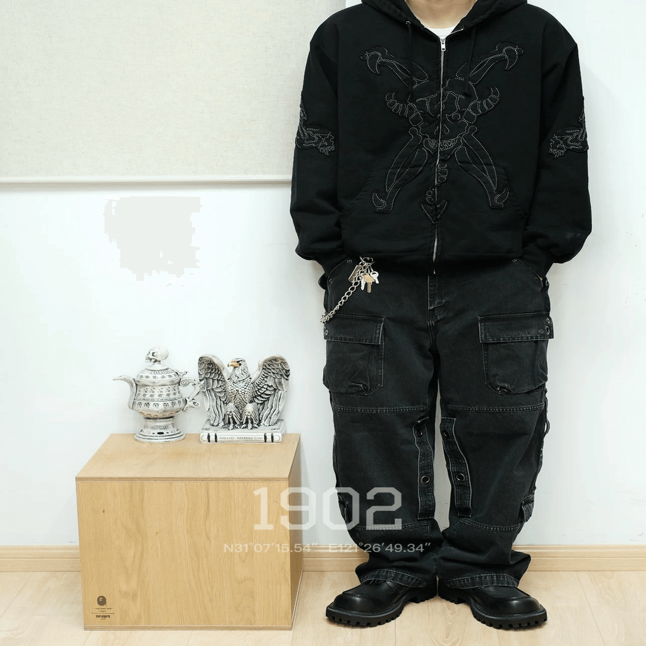 Supreme ✖︎ YOHJI YAMAMOTO グラフィックパーカー ブラック シュプリーム Y's by ヨウジヤマモトジップアップ フーデッド