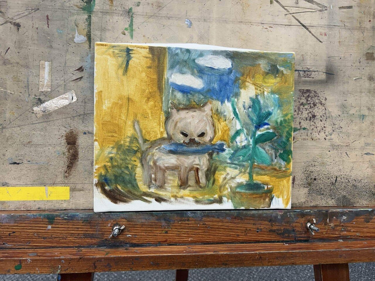 油絵制作ログ🎨 絵本風イラストに挑戦 その2｜エリー二（erini）