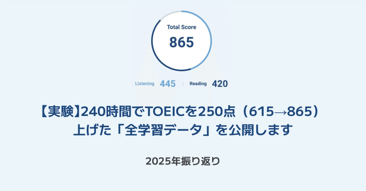 実験】240時間でTOEICを250点（615→865）上げた「全学習データ」を公開します｜かなを | PdM