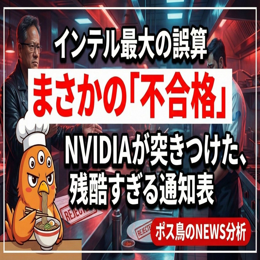 インテル、最後の切り札「18A」散る。NVIDIAが突きつけた「不合格通知」50億ドルの手切れ金と、没落する巨人の断末魔#インテル #NVIDIA  #半導体 #ビジネス #18A｜ポス鳥（ビジネス＆投資NEWS解説）おそらく日本で１番「事業の失敗例を載せているnoteアカウント」