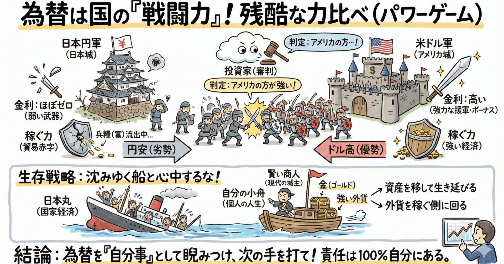 為替チャートは「戦況図」である。通貨という名の総力戦で、我々は何に負けているのか？｜笹鳴(ささなき)家
