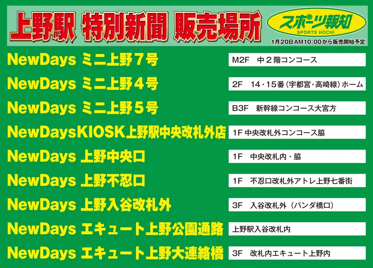 1月25日(日)から販売開始！スポーツ報知「再見シャオシャオ 謝謝 
