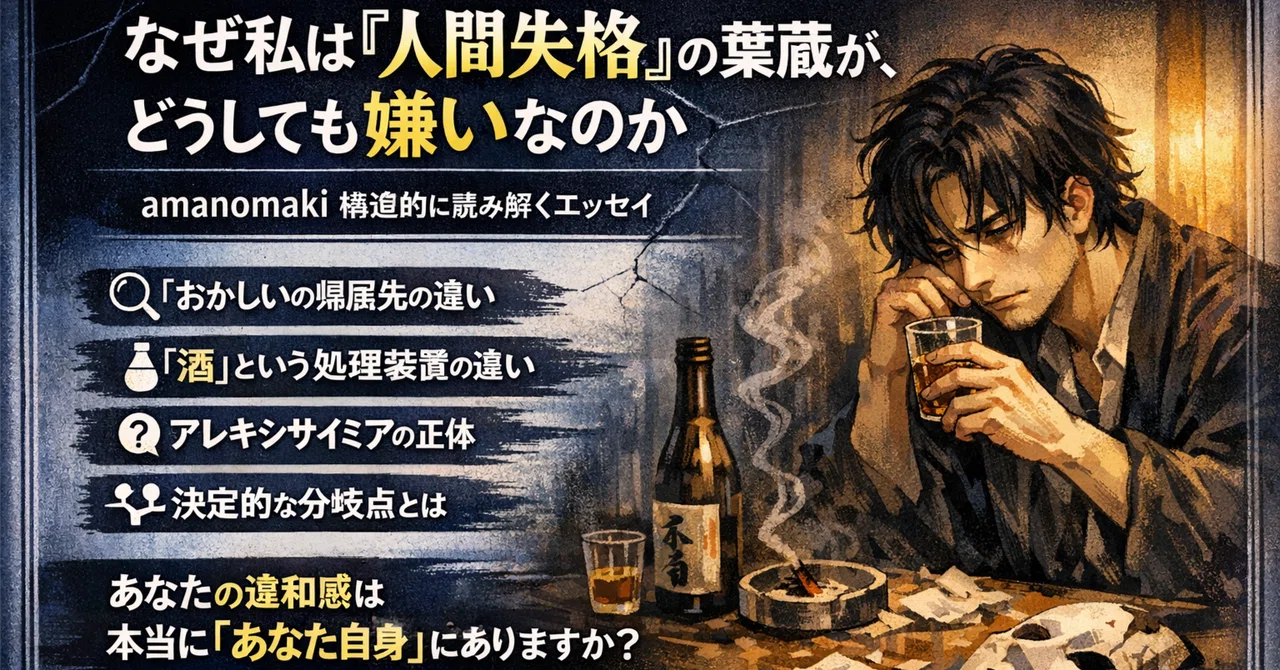📘なぜ私は『人間失格』の葉蔵が、どうしても嫌いなのか| ️amanomaki 構造的に読み解く