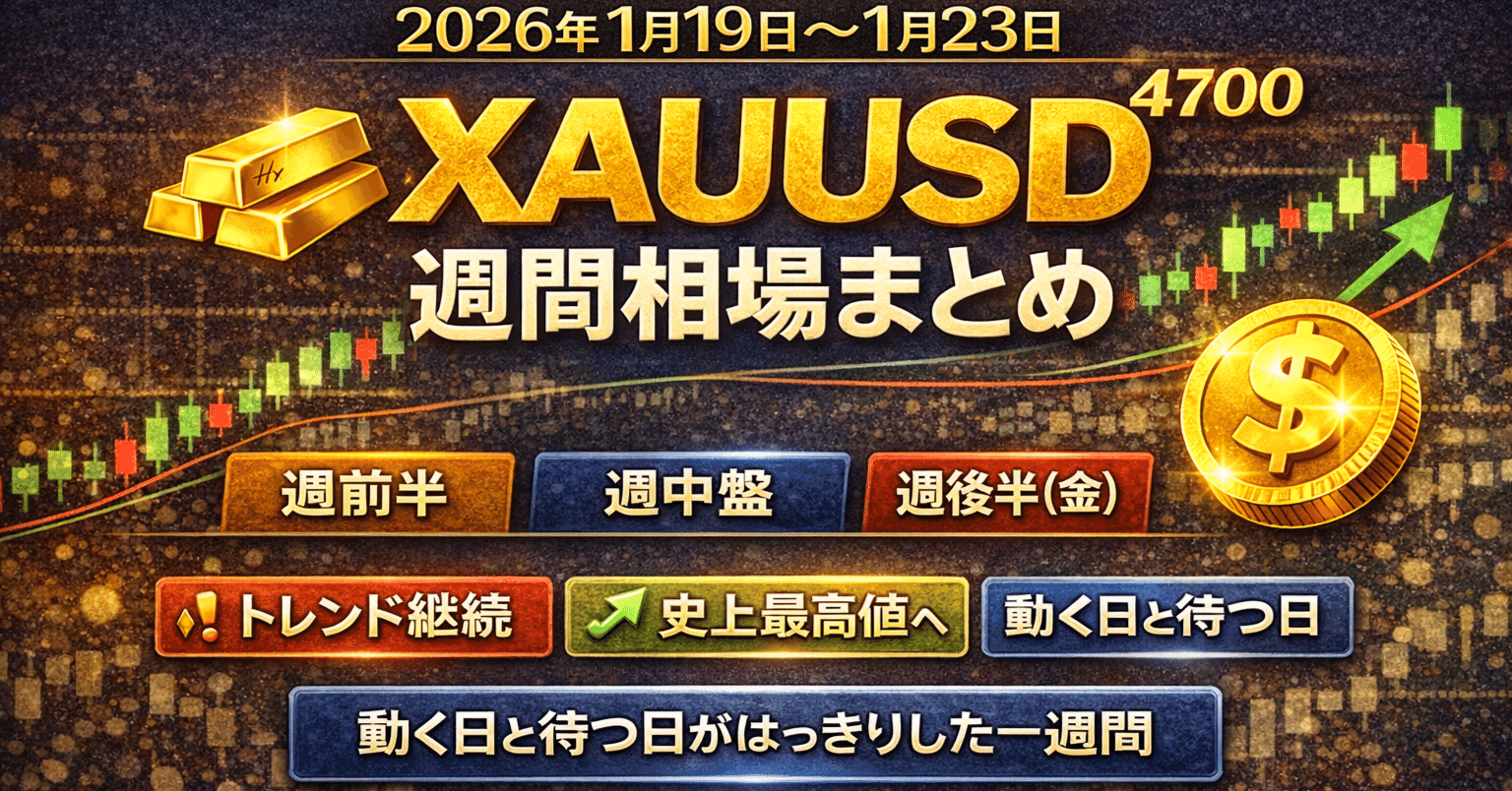 🟡 XAUUSD週間相場まとめとEA稼働記録｜2026年1月19日〜1月23日（驚異の1000pips生還！？）｜PAPASAN｜初心者に寄り添う投資 ノート～FX自動売買実践記録と相場考察～