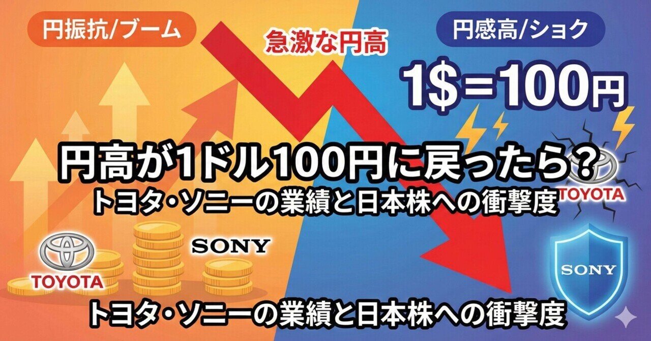 円高が1ドル100円に戻ったら？トヨタ・ソニーの業績と日本株への衝撃度｜2J | 論理設計士