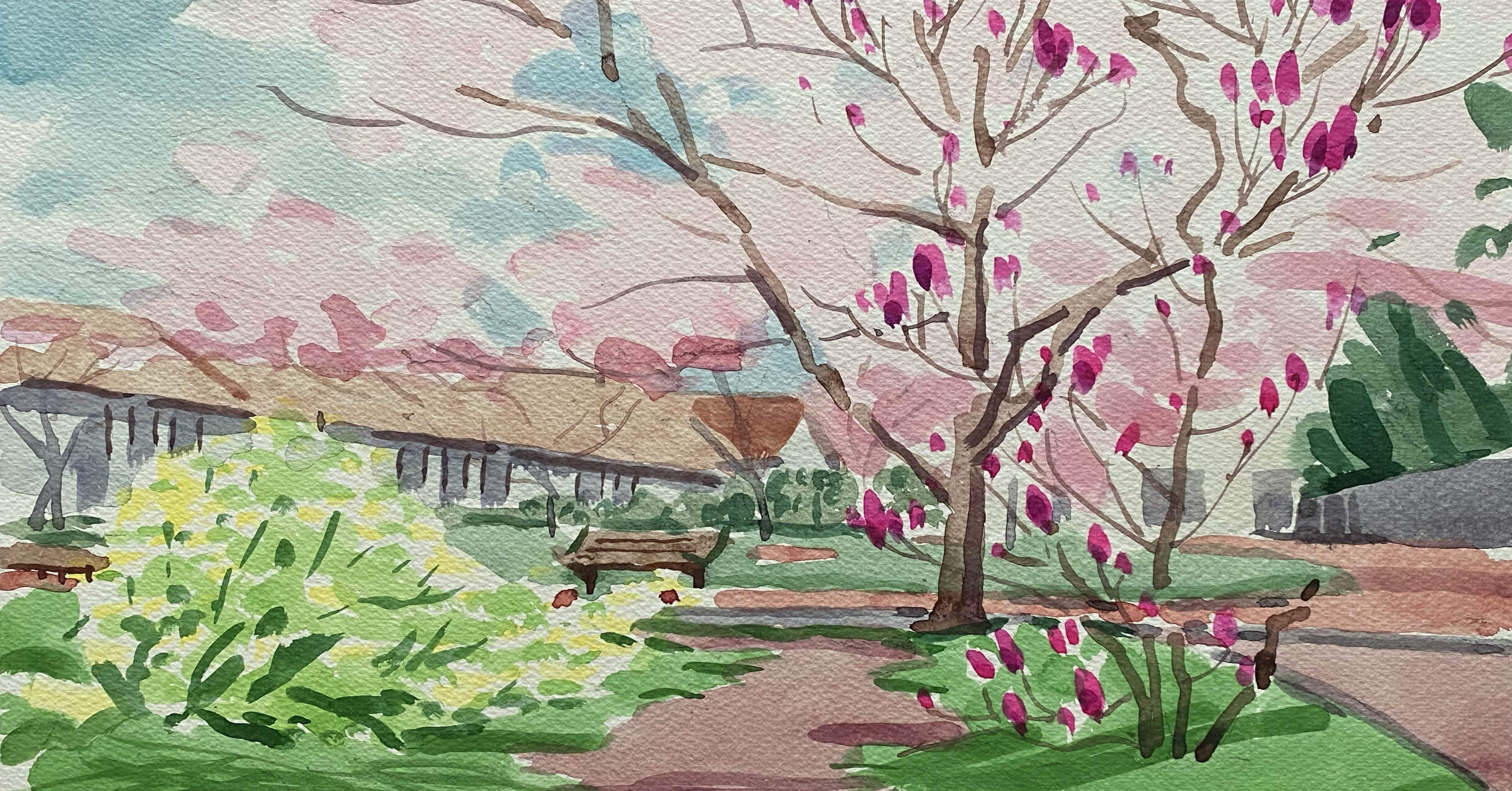 39 神園正美の透明水彩画 待ち遠しい春｜神園正美の透明水彩画@note