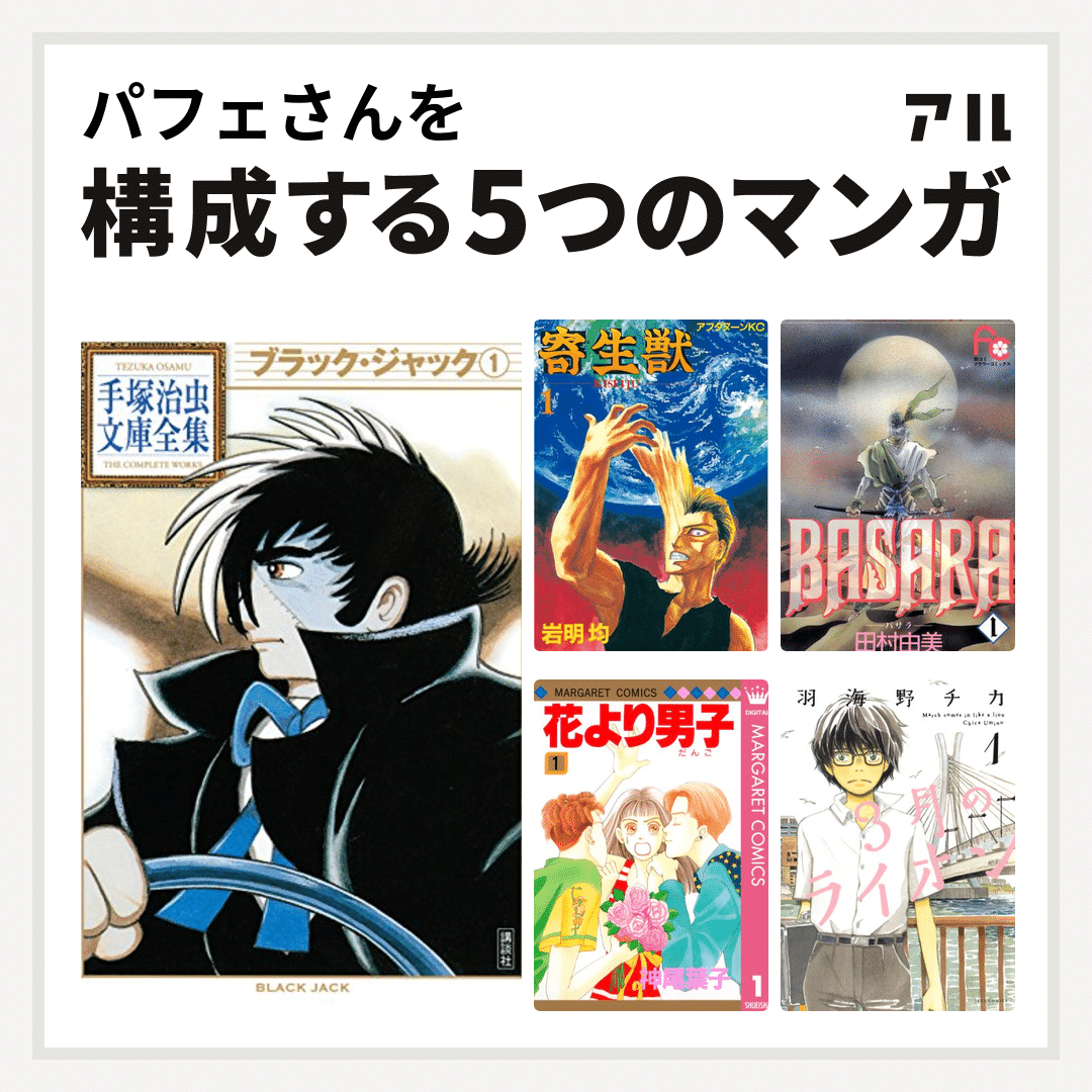 寄生獣とbasara どちらも姉のススメで読んだのだけど 世界感がすごい ミギーと主人公のやりとりが見所 Basara も戦国の選ばれし子が女の子斬新です ブラックジャックはは本当は名医 名作 花男はは パフェ Note