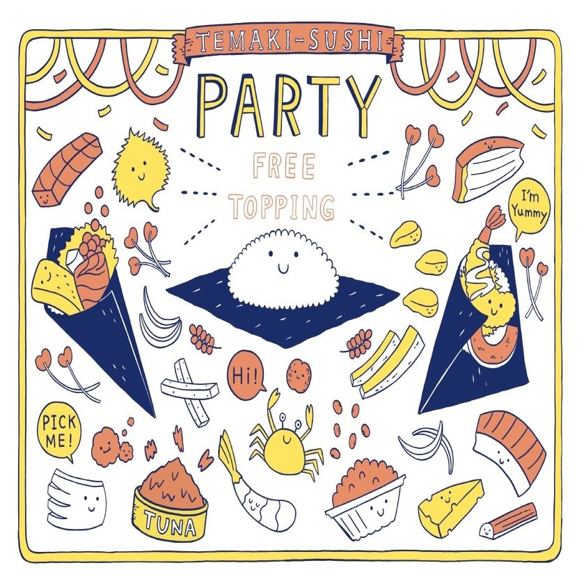 さぁ 手巻き寿司パーティーをしよう おすすめ具材と可愛いランチョンマット 無料 ペケペケ イラストレーター Note