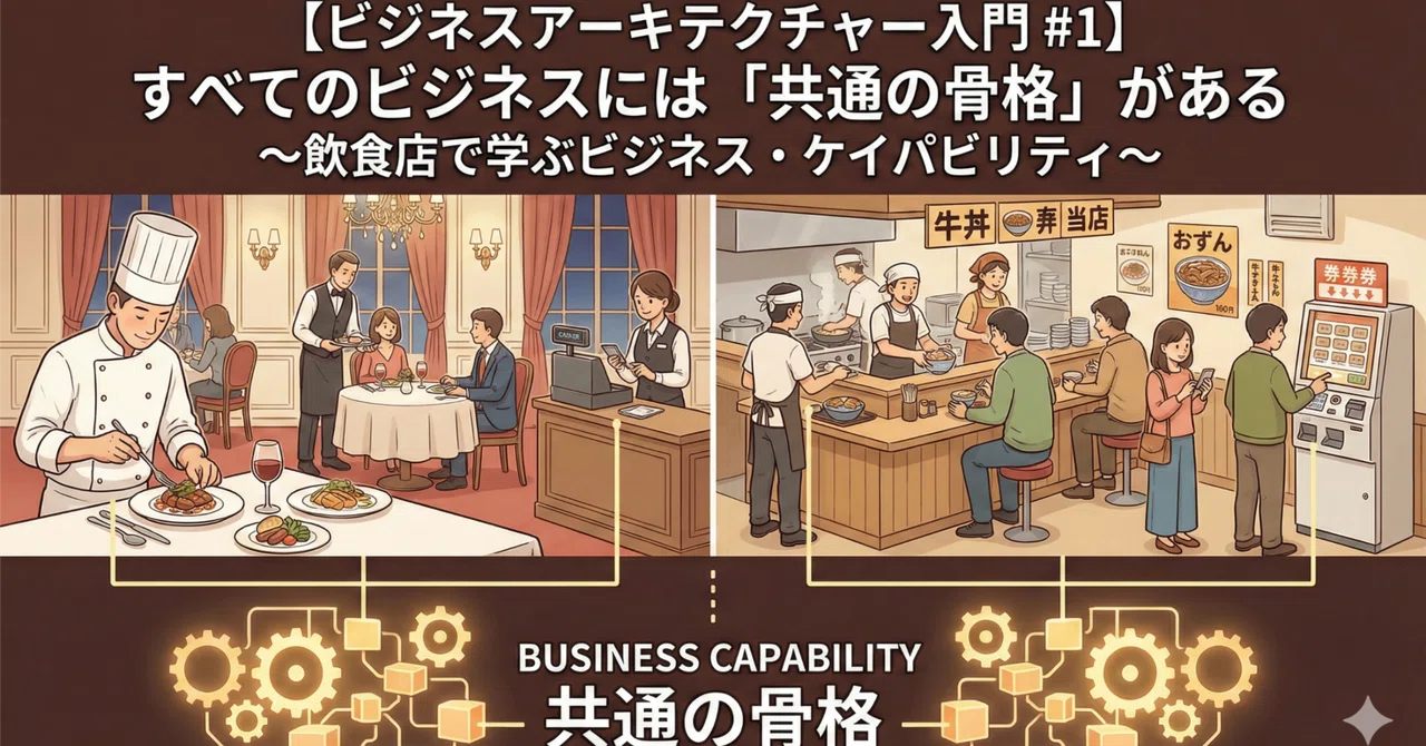 【ビジネスアーキテクチャー入門 #1】すべてのビジネスには「共通の骨格」がある ～飲食店で学ぶビジネス・ケイパビリティ～｜Nick/野村隆昌 ...