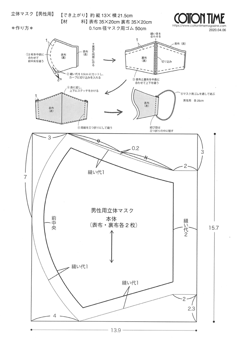 立体布マスクの型紙 何でも正直に言っちゃうカイロプラクター Note 立体布マスクの型紙 何でも正直に言っちゃうカイロプラクター Note