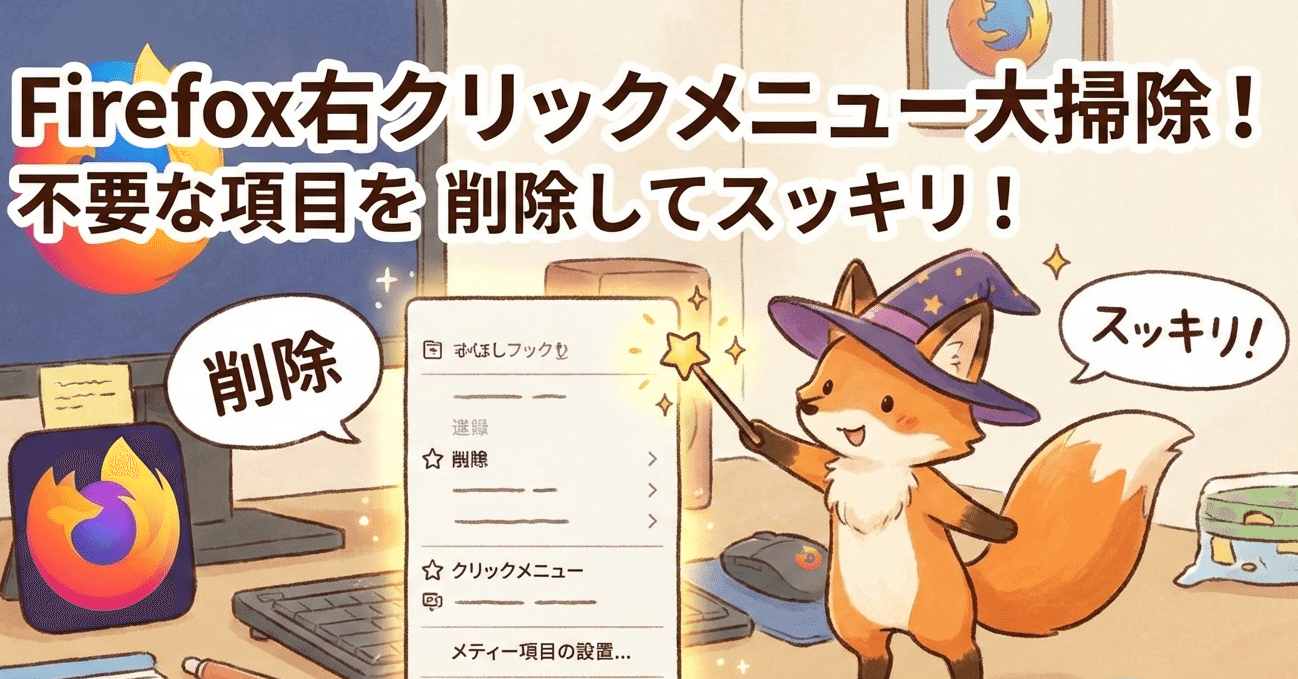 Firefoxの右クリックメニューから不要な項目を削除する方法｜らにあ