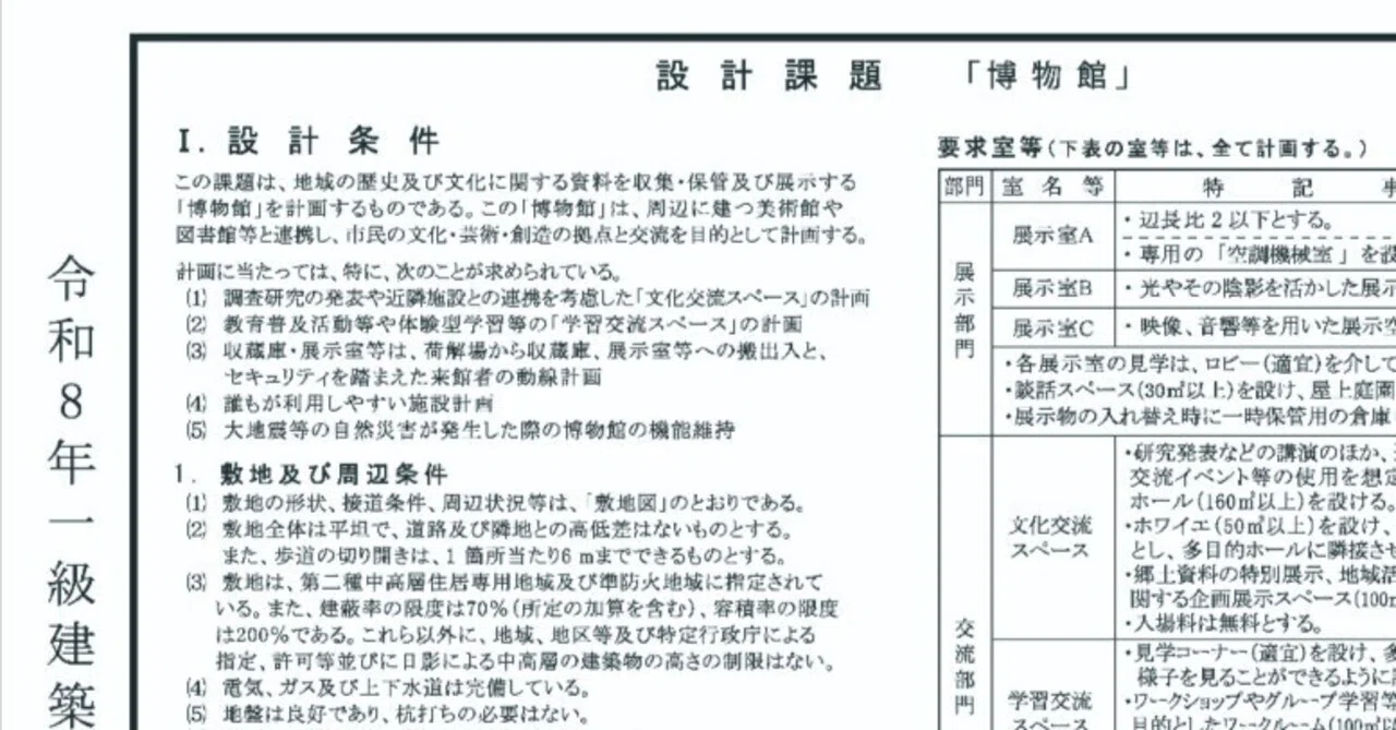 令和8年一級建築士設計製図試験対策1月課題｜高田 良介
