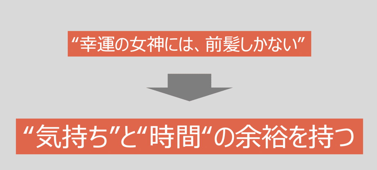 幸運の女神には 前髪しかない チャンスを掴むための余裕について 1 の努力 を読んで Ronnie Note
