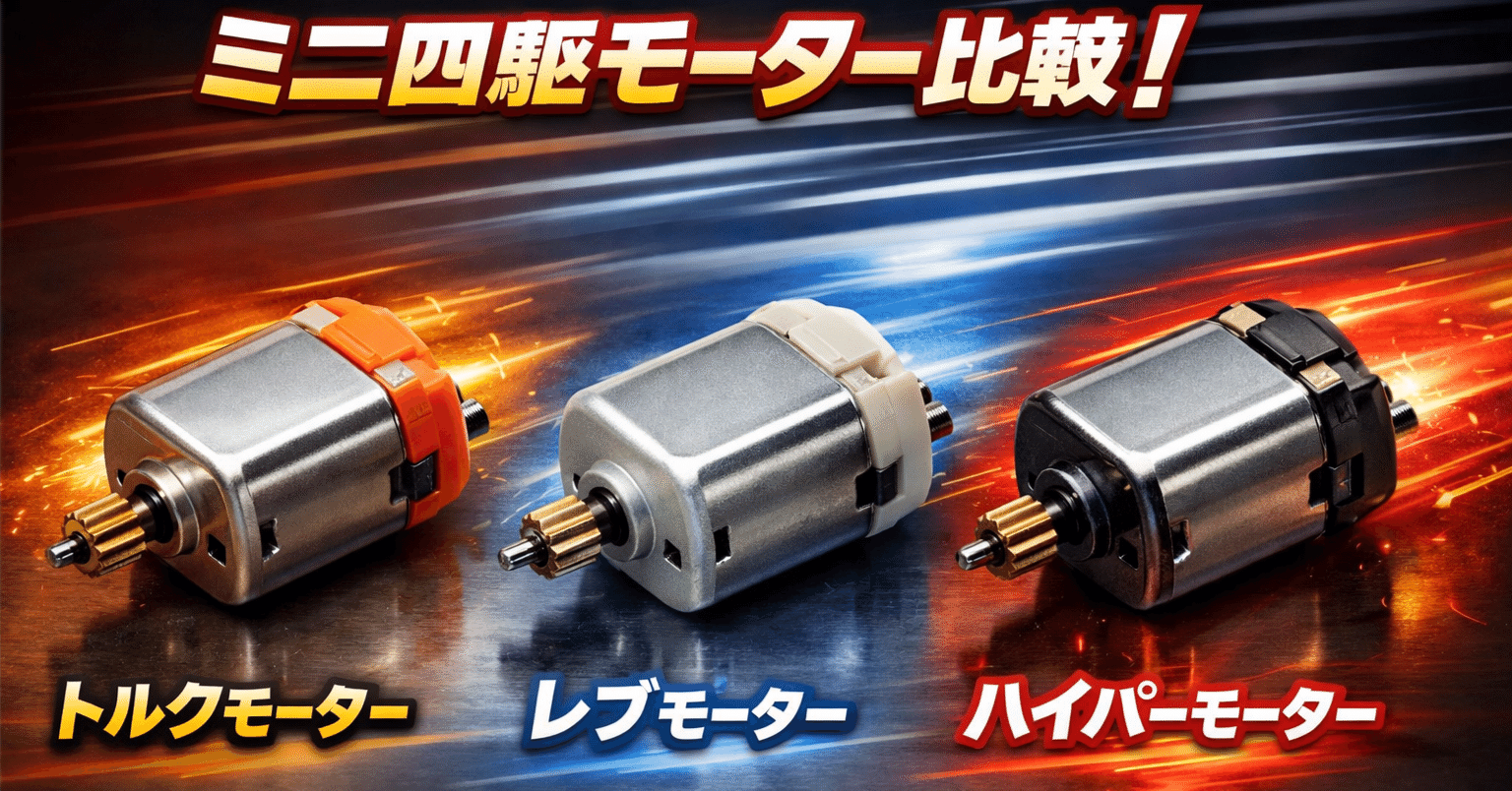 ミニ四駆モーター比較！トルク・レブ・ハイパーの違いとおすすめ（片軸