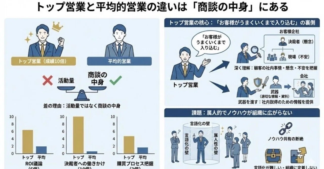 トップ営業と平均的営業の違いは「商談の中身」にある｜藤島 誓也