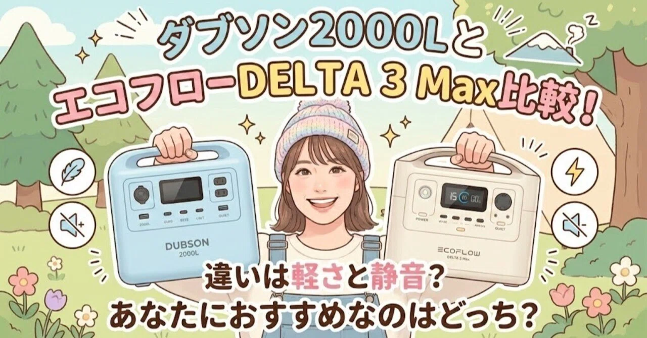 ダブソン2000LとエコフローDELTA 3 Max比較！違いは軽さと静音？あなた