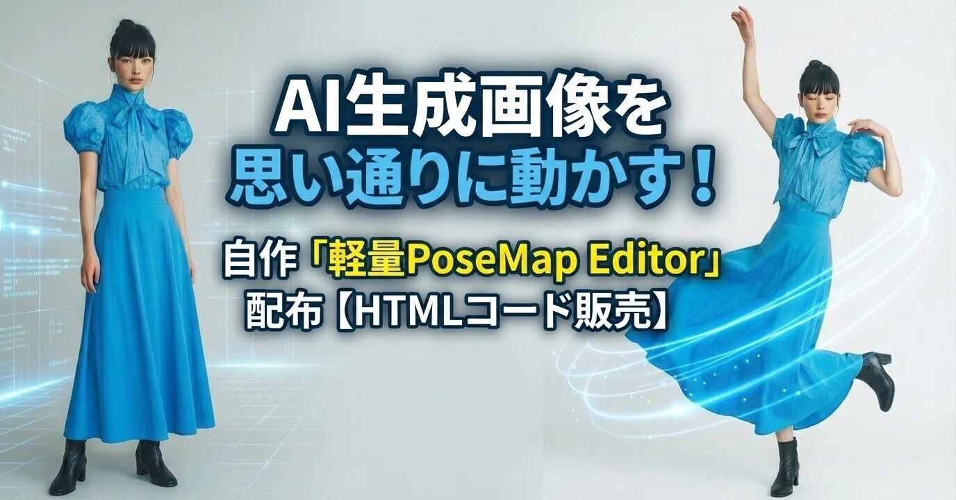 AI生成画像を思い通りに動かす！自作「軽量PoseMap Editor」配布【HTML