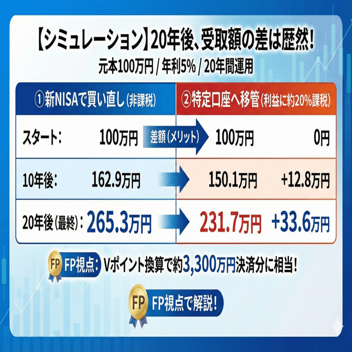 SBI証券】旧一般NISAの満了時は「買い直し」一択？特定口座へ移管するデメリットとFP流・最適解｜たなやん｜Vポイントびより【FP解説】