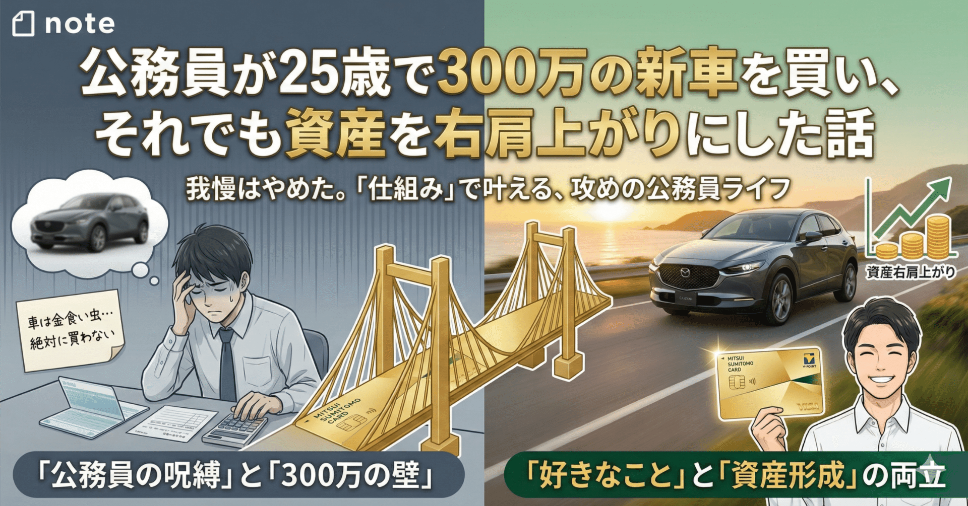 公務員が25歳で300万の新車を買い、それでも資産を右肩上がりにした話｜しちふく|公務員のお金とキャリア