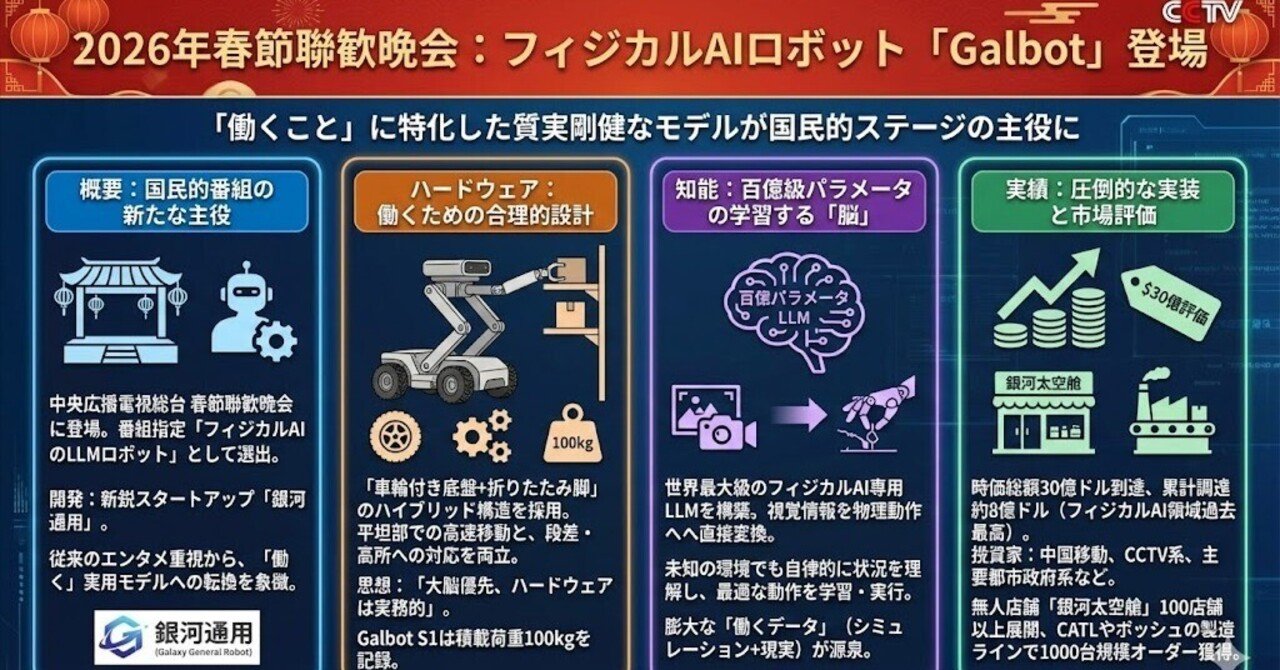 30億ドルのフィジカルAIが春節の舞台へ：銀河通用が示す実利主義の衝撃｜吉川真人＠中国テックトレンドニュース