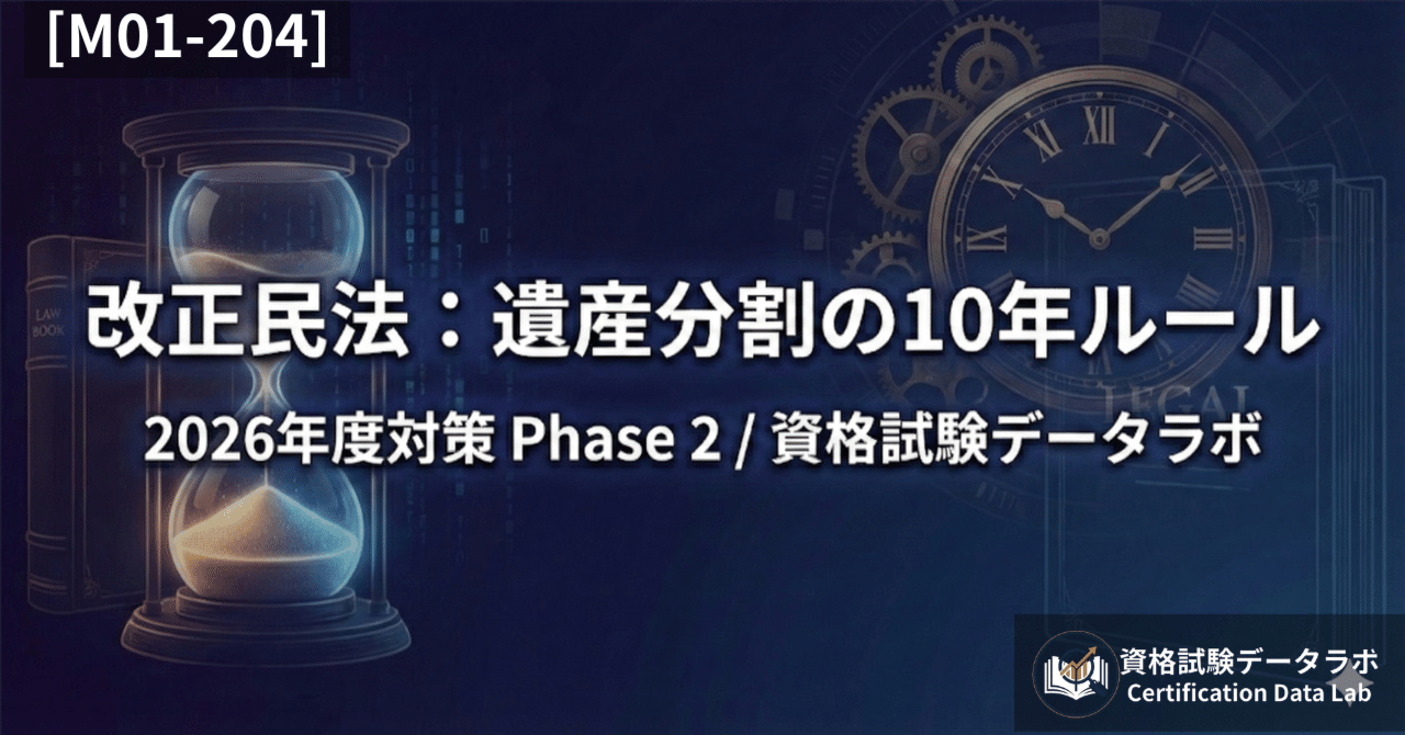 改正民法】遺産分割の「10年ルール」をデータで解剖｜2026年度行政書士試験対策 Phase  2【M01-204】｜資格試験データラボ｜出題傾向・法改正分析