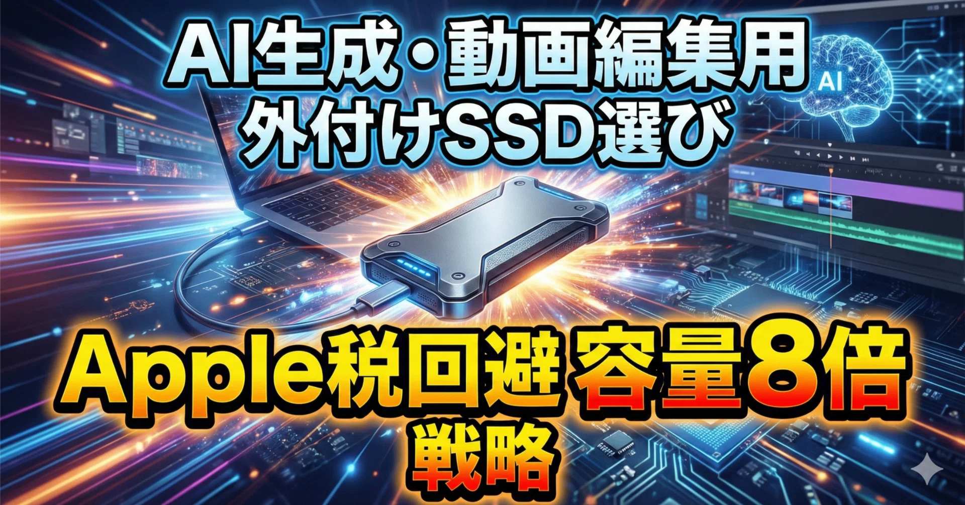 AI生成・動画編集用「外付けSSD」選び|Apple税を回避して容量を8倍 AI生成・動画編集用「外付けSSD」選び|Apple税を回避して容量を8倍