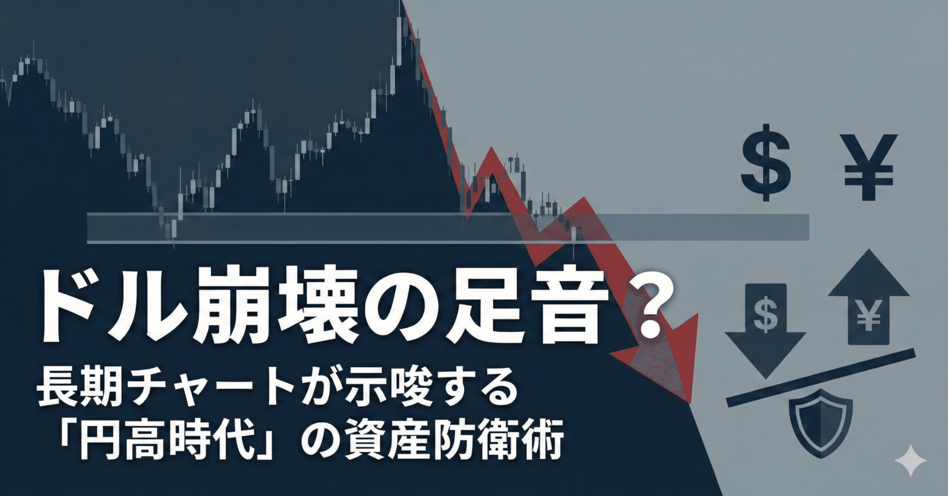 投資コラム】ドル崩壊の足音？長期チャートが示唆する「円高時代」の資産防衛術｜コツコツくん（ko2ko2koooon）