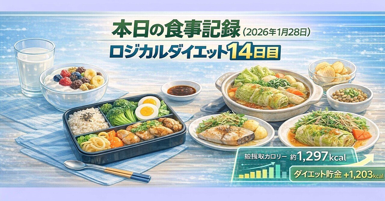 14日目: 本日の食事記録（2026年1月28日）ロジカルダイエット｜もく1980