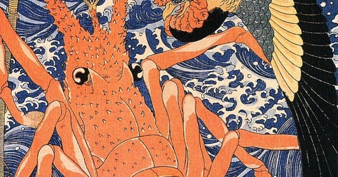浮世絵が、ベクターデータになっていく— 禽獣図会の海老を、現代の制作