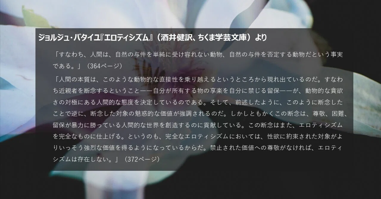 哲学の名文＃2】欲望が先か、禁止が先か？（ジョルジュ・バタイユ