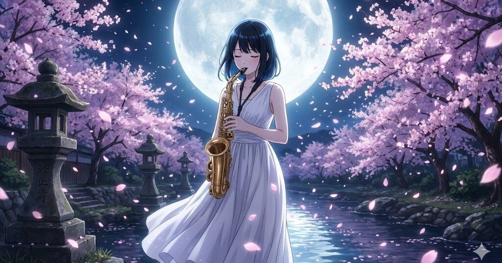 新曲】言葉はいらない。夜桜とサックスが奏でる、春の別れ。『桜月夜の