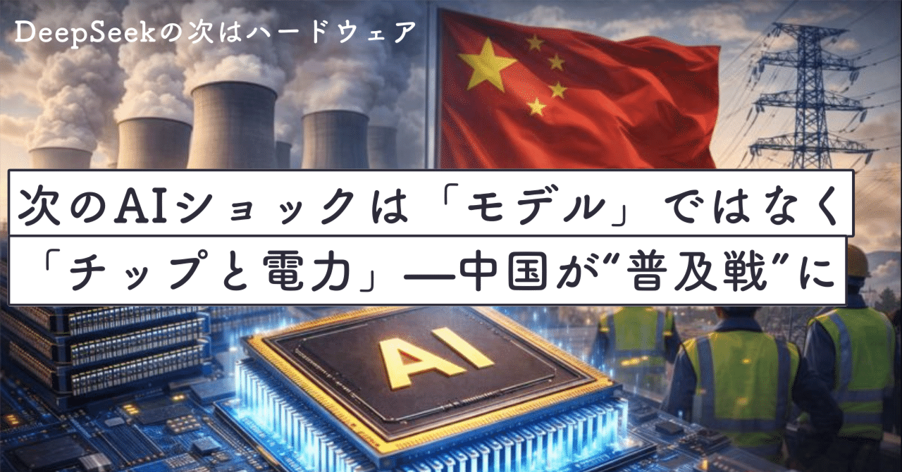 次のAIショックは「モデル」ではなく「チップと電力」—中国が“普及戦”に切り替えた理由｜SecondWave