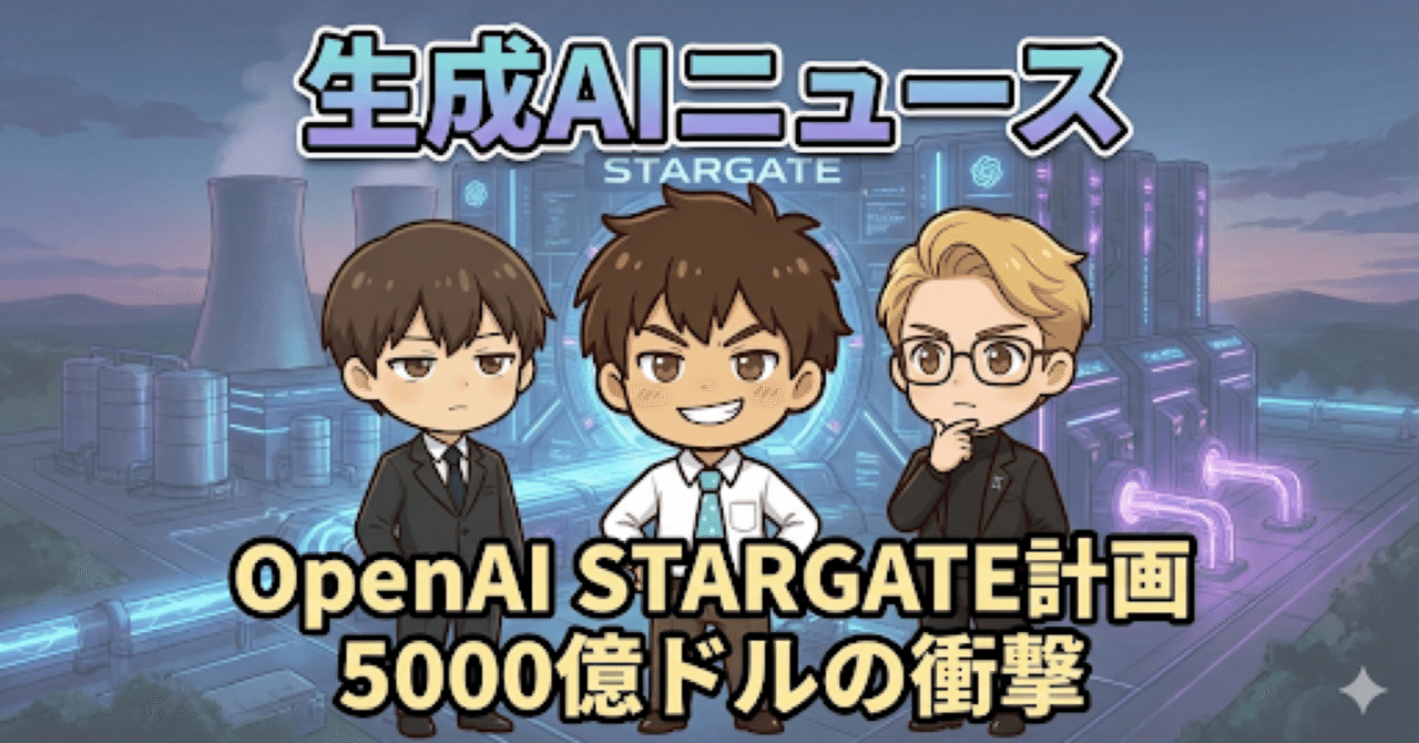 生成AIニュース OPenAI STARGATE計画 5000億ドル(75兆円)の衝撃‼︎ 漫画でChatGPTとGeminiが解説 ｜  ChatGPTのヨシダ｜カワムラ｜AI擬人化漫画 | ChatGPTのヨシダ